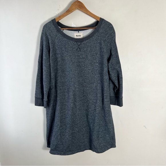 Roots Women’s Grey 100% Cotton Size XL Scoop Neck Sweater Dress 3/4 Sleeves - Picture 1 of 8